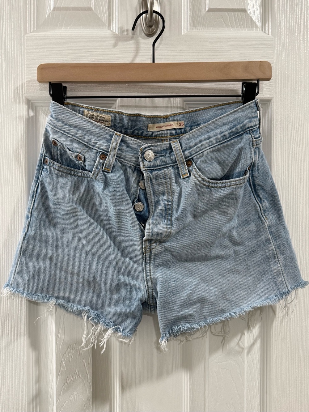 Levi's Light Blue High-Rise Cutoff Denim Shorts